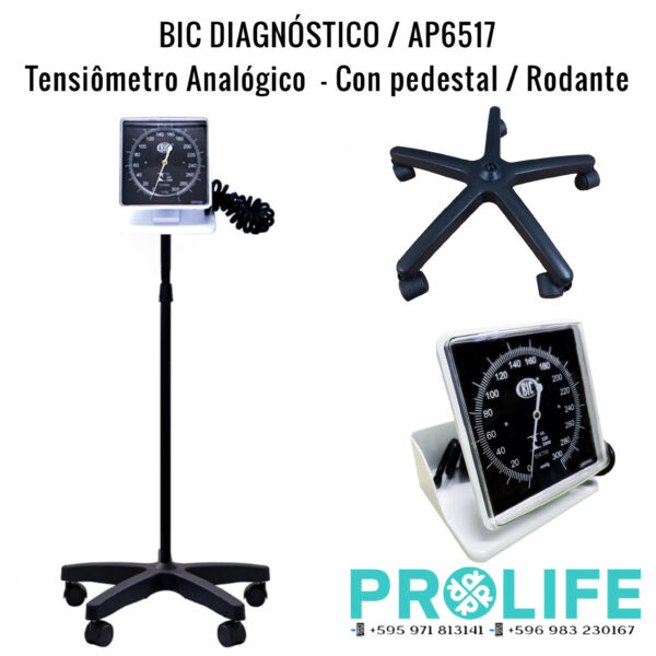 RODANTE BIC DIAGNÓSTICO TENSIÔMETRO ANALÓGICO PEDESTAL RODANTE AP6517 - Imagen 4
